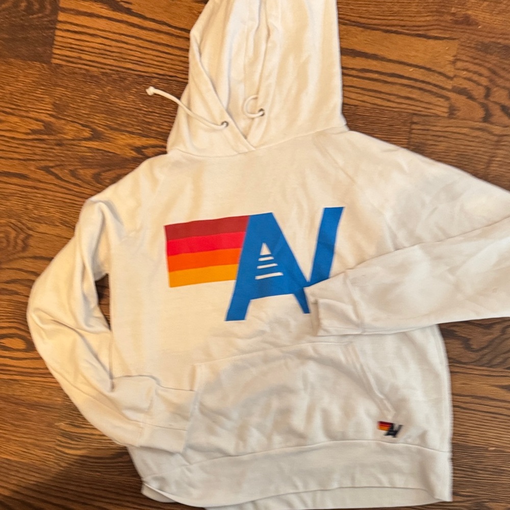 Aviation nation white  Hoodie with Colorful Logo